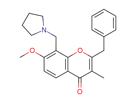 4H-1-Benzopyran-4-one,
7-methoxy-3-methyl-2-(phenylmethyl)-8-(1-pyrrolidinylmethyl)-