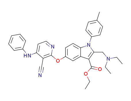 5-(3-Cyano-4-phenylamino-pyridin-2-yloxy)-2-diethylaminomethyl-1-p-tolyl-1H-indole-3-carboxylic acid ethyl ester
