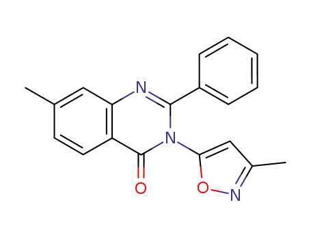 Molecular Structure of 144485-93-8 (7-methyl-3-(3-methyl-1,2-oxazol-5-yl)-2-phenylquinazolin-4(3H)-one)