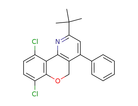 Molecular Structure of 85973-52-0 (7,10-dichloro-4-phenyl-2-t-butyl-5H-6-oxa-1-azaphenanthrene)