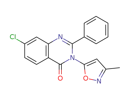 Molecular Structure of 144485-81-4 (7-chloro-3-(3-methyl-1,2-oxazol-5-yl)-2-phenylquinazolin-4(3H)-one)