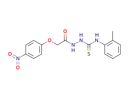 Molecular Structure of 77229-41-5 (Acetic acid, (4-nitrophenoxy)-,
2-[[(2-methylphenyl)amino]thioxomethyl]hydrazide)