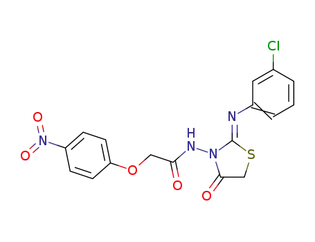 Molecular Structure of 112122-52-8 (N-{(2Z)-2-[(3-chlorophenyl)imino]-4-oxo-1,3-thiazolidin-3-yl}-2-(4-nitrophenoxy)acetamide)