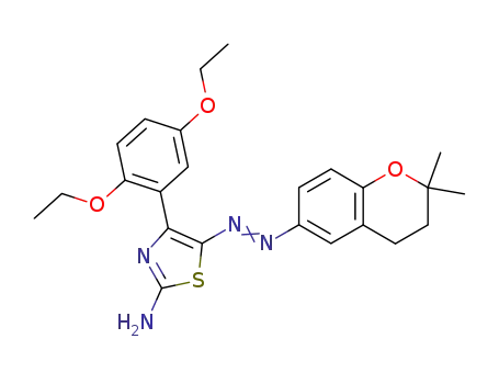 Molecular Structure of 112434-73-8 (2-Thiazolamine,
4-(2,5-diethoxyphenyl)-5-[(3,4-dihydro-2,2-dimethyl-2H-1-benzopyran-6
-yl)azo]-)