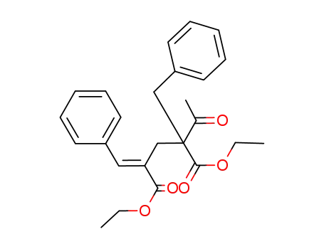 Molecular Structure of 88039-82-1 (Pentanedioic acid, 2-acetyl-2-(phenylmethyl)-4-(phenylmethylene)-,
diethyl ester, (E)-)