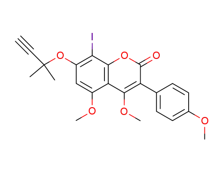 8-iodo-4,5-dimethoxy-3-(4'-methoxyphenyl)-7-(1,1-dimethylprop-2-ynyloxy)coumarin