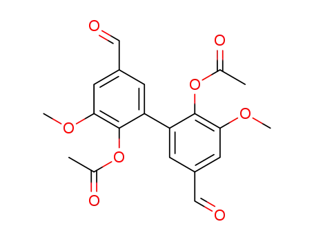 Molecular Structure of 19813-65-1 (5,5'-diformyl-3,3'-dimethoxy-[1,1'-biphenyl]-2,2'-diyl diacetate)