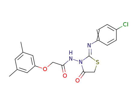 Molecular Structure of 112122-56-2 (N-{(2Z)-2-[(4-chlorophenyl)imino]-4-oxo-1,3-thiazolidin-3-yl}-2-(3,5-dimethylphenoxy)acetamide)