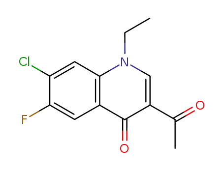 Molecular Structure of 105892-51-1 (4(1H)-Quinolinone, 3-acetyl-7-chloro-1-ethyl-6-fluoro-)