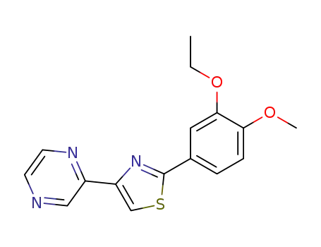 Molecular Structure of 115540-95-9 (2-(3-ethoxy-4-methoxyphenyl)-4-(2'-pyrazinyl)thiazole)