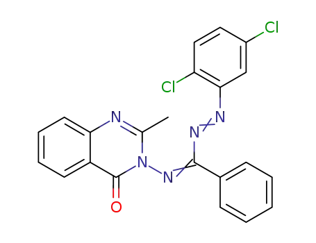 Molecular Structure of 110605-03-3 (3-{[(Z)-[(E)-(2,5-dichlorophenyl)diazenyl](phenyl)methylidene]amino}-2-methylquinazolin-4(3H)-one)