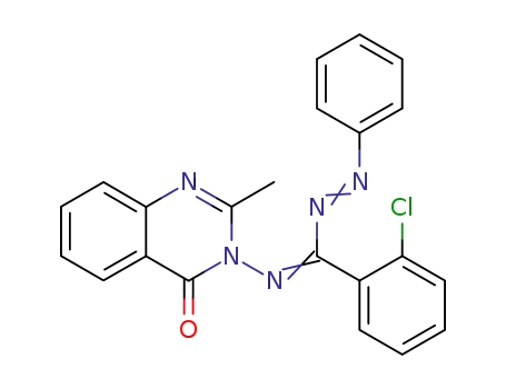 Molecular Structure of 110605-05-5 (3-({(Z)-(2-chlorophenyl)[(E)-phenyldiazenyl]methylidene}amino)-2-methylquinazolin-4(3H)-one)