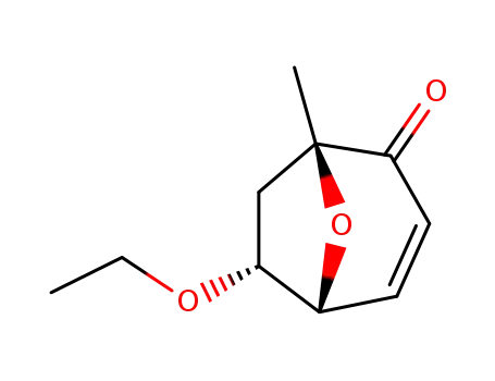 Molecular Structure of 87797-34-0 (8-Oxabicyclo[3.2.1]oct-3-en-2-one, 6-ethoxy-1-methyl-, endo-)