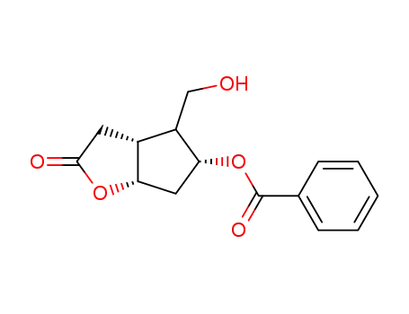 Molecular Structure of 81244-64-6 ()-5-(Benzoyloxy)hexahydro-4-(hydroxymethyl)-2H-cyclopenta[b]furan-2-one)