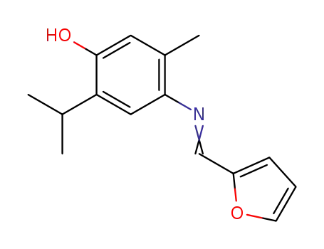 Molecular Structure of 6325-46-8 (4-{[(E)-furan-2-ylmethylidene]amino}-5-methyl-2-(propan-2-yl)phenol)
