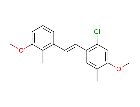 Molecular Structure of 94169-56-9 (Benzene,
1-chloro-5-methoxy-2-[2-(3-methoxy-2-methylphenyl)ethenyl]-4-methyl-,
(E)-)