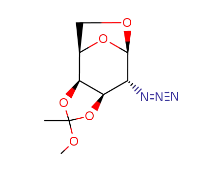 Molecular Structure of 79705-76-3 (1,6-Anhydro-2-azido-2-desoxy-3,4-O-(methyl-orthoacetyl)-β-D-galactopyranose)