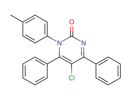 Molecular Structure of 88039-39-8 (2(1H)-Pyrimidinone, 5-chloro-1-(4-methylphenyl)-4,6-diphenyl-)