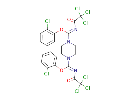 1,4-Piperazinedicarboximidic acid, N,N'-bis(trichloroacetyl)-,
bis(2-chlorophenyl) ester