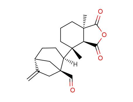 Molecular Structure of 6750-11-4 ((1R,2S,5R)-6-Methylene-2-[(3aS)-octahydro-4,7aα-dimethyl-1,3-dioxoisobenzofuran-4α-yl]bicyclo[3.2.1]octane-1-carbaldehyde)