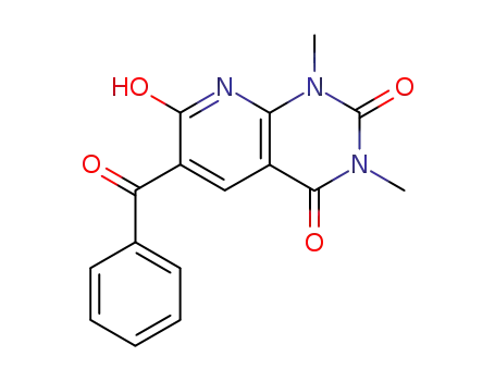 Molecular Structure of 93551-65-6 (Pyrido[2,3-d]pyrimidine-2,4,7(1H,3H,8H)-trione,
6-benzoyl-1,3-dimethyl-)