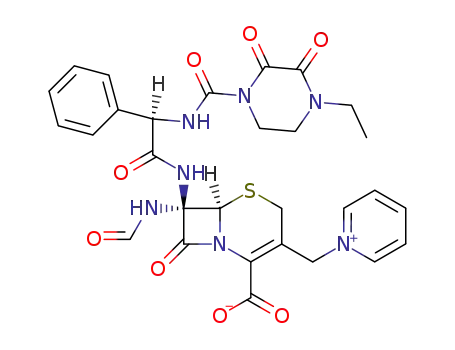 Molecular Structure of 93521-11-0 (7β-<D-2-<(4-ethyl-2,3-dioxopiperazin-1-yl)carbonylamino>-2-phenylacetamido>-7α-formamido-3-(pyridiniomethyl)ceph-3-em-4-carboxylate)