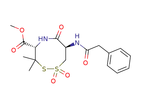 7-L-phenylacetylamino-4-D-methoxycarbonyl-3,3-dimethyl-1,1,6-trioxoperhydro-1,2,5-dithiazocine