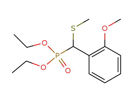 Molecular Structure of 114071-34-0 (Phosphonic acid, [(2-methoxyphenyl)(methylthio)methyl]-, diethyl ester)