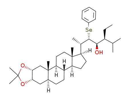 Molecular Structure of 110556-84-8 ((2S,3S,4R,5S)-3-Ethyl-2-methyl-5-phenylselanyl-6-((1R,3aS,3bR,5aS,6aS,9aR,10aS,10bS,12aS)-8,8,10a,12a-tetramethyl-hexadecahydro-7,9-dioxa-dicyclopenta[a,h]phenanthren-1-yl)-heptan-4-ol)