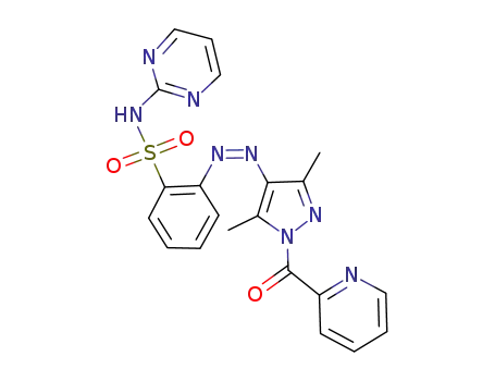 Molecular Structure of 98077-57-7 (2-[3,5-Dimethyl-1-(pyridine-2-carbonyl)-1H-pyrazol-4-ylazo]-N-pyrimidin-2-yl-benzenesulfonamide)