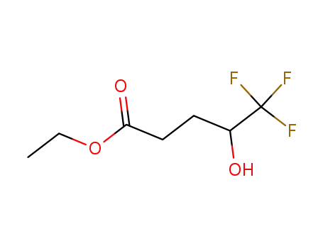 Molecular Structure of 70961-06-7 (Pentanoic acid, 5,5,5-trifluoro-4-hydroxy-, ethyl ester)