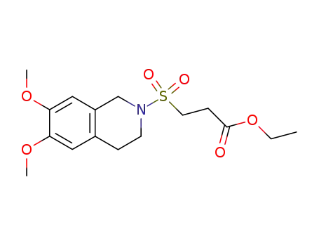 Molecular Structure of 111875-04-8 (Propanoic acid,
3-[(3,4-dihydro-6,7-dimethoxy-2(1H)-isoquinolinyl)sulfonyl]-, ethyl ester)