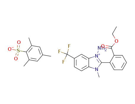 2,4,6-Trimethyl-benzenesulfonate1-amino-2-(2-ethoxycarbonyl-phenyl)-3-methyl-6-trifluoromethyl-3H-benzoimidazol-1-ium;