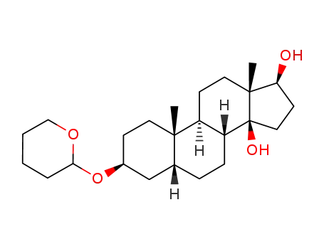 Molecular Structure of 114219-17-9 (17β-hydroxy-3β-(tetrahydropyran-2'-yloxy)-5β,14β-androstan-14-ol)