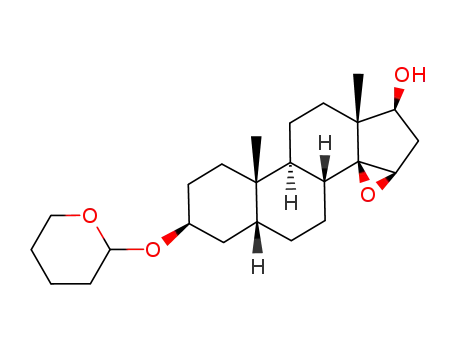Molecular Structure of 112811-93-5 (14,15β-epoxy-3β-(tetrahydropyran-2'-yloxy)-5β,14β-androstan-17β-ol)