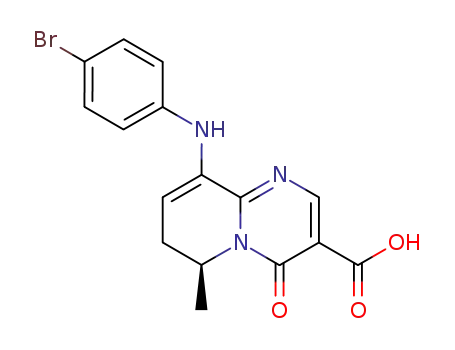 Molecular Structure of 77020-33-8 (4H-Pyrido[1,2-a]pyrimidine-3-carboxylic acid,
9-[(4-bromophenyl)amino]-6,7-dihydro-6-methyl-4-oxo-, (S)-)