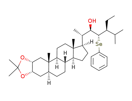Molecular Structure of 110612-23-2 ((2S,3R,4S,5S)-5-Ethyl-6-methyl-4-phenylselanyl-2-((1R,3aS,3bR,5aS,6aS,9aR,10aS,10bS,12aS)-8,8,10a,12a-tetramethyl-hexadecahydro-7,9-dioxa-dicyclopenta[a,h]phenanthren-1-yl)-heptan-3-ol)