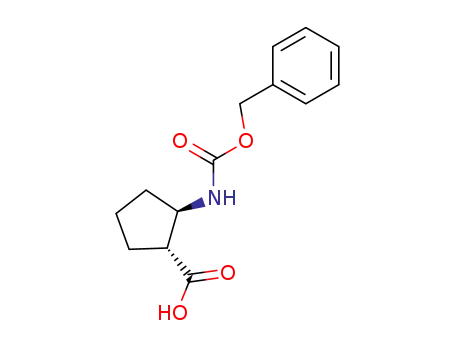 Molecular Structure of 61935-49-7 (Cyclopentanecarboxylic acid, 2-[[(phenylmethoxy)carbonyl]amino]-,
(1R,2S)-rel-)