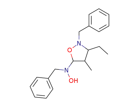 Molecular Structure of 105623-37-8 (5-Isoxazolidinamine, 3-ethyl-N-hydroxy-4-methyl-N,2-bis(phenylmethyl)-)