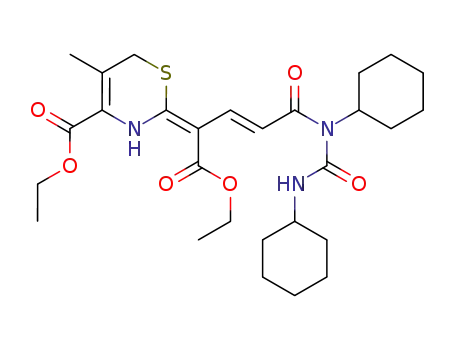 ethyl 2-(N,N'-dicyclohexyl-1-ethoxycarbonyl-4,6-dioxo-5,7-diazahept-2E-enylidene)-2,3-dihydro-5-methyl-6H,1,3-thiazine-4-carboxylate