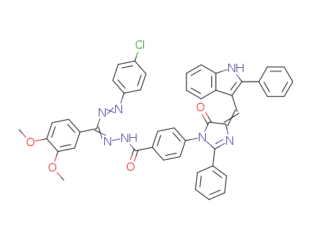 (5Z)-3-[4-({(E)-[(E)-[2-(4-chlorophenyl)hydrazinylidene](3,4-dimethoxyphenyl)methyl]diazenyl}carbonyl)phenyl]-2-phenyl-5-[(2-phenyl-1H-indol-3-yl)methylidene]-3,5-dihydro-4H-imidazol-4-one