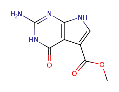 Molecular Structure of 124738-76-7 (1H-Pyrrolo[2,3-d]pyrimidine-5-carboxylicacid,2-amino-4,7-dihydro-4-oxo-,)