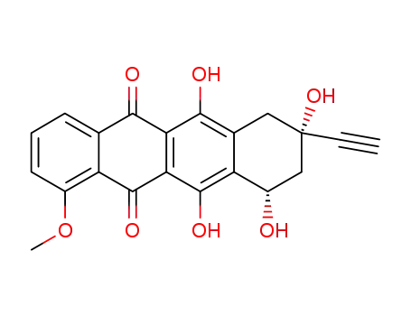 Molecular Structure of 137036-35-2 ((7S,9S)-9-Ethynyl-7,8,9,10-tetrahydro-6,7,9,11-tetrahydroxy-4-methoxynaphthacene-5,12-dione)