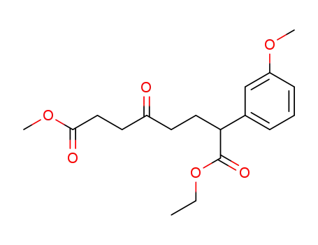 Molecular Structure of 94813-28-2 (Octanedioic acid, 2-(3-methoxyphenyl)-5-oxo-, 1-ethyl 8-methyl ester)