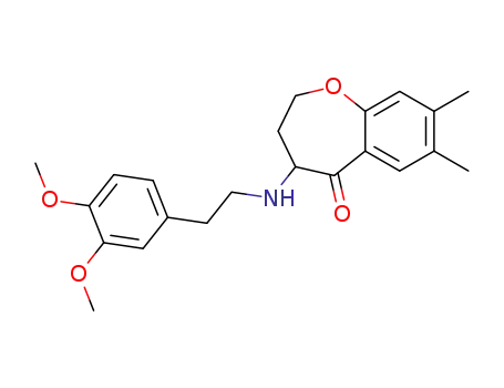 Molecular Structure of 124392-88-7 (4-<2-(3,4-dimethoxyphenyl)ethylamino>-7,8-dimethyl-2,3,4,5-tetrahydro-1-(2H)benzoxepin-5-one)