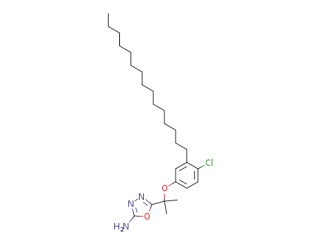 Molecular Structure of 124237-31-6 (5-[1-(4-chloro-3-pentadecylphenoxy)-1-methylethyl]-1,3,4-oxadiazol-2-amine)
