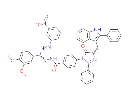(5Z)-3-(4-{[(E)-{(E)-(3,4-dimethoxyphenyl)[2-(3-nitrophenyl)hydrazinylidene]methyl}diazenyl]carbonyl}phenyl)-2-phenyl-5-[(2-phenyl-1H-indol-3-yl)methylidene]-3,5-dihydro-4H-imidazol-4-one