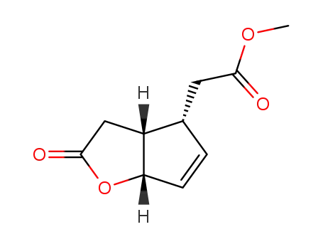 Molecular Structure of 136768-30-4 (((3aR,4R,6aS)-2-Oxo-3,3a,4,6a-tetrahydro-2H-cyclopenta[b]furan-4-yl)-acetic acid methyl ester)