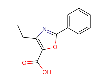 Molecular Structure of 137267-35-7 (5-Oxazolecarboxylic acid, 4-ethyl-2-phenyl-)