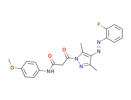 3-[4-(2-Fluoro-phenylazo)-3,5-dimethyl-pyrazol-1-yl]-N-(4-methoxy-phenyl)-3-oxo-propionamide